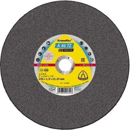 Disco Corte 9 x 1,9 x 7/8 A46 TZ Special Inox - Klingspor