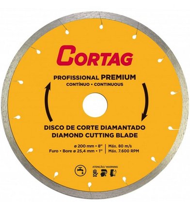 Disco Diamantado 200mm Diâmetro 25,4mm Profissional Plus - Cortag