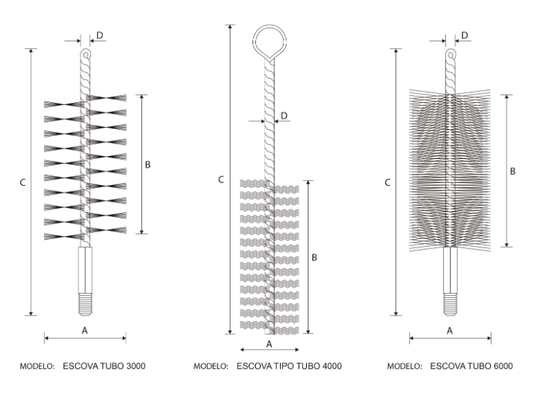 Escova Aço Tubular Espiral 3000 - Abrasfer