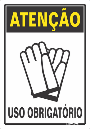 Placa Atenção Uso Obrigatório Luva 20 X 30 Poliestireno - Sinalize