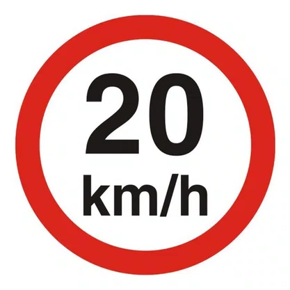 PLACA VELOCIDADE MAX.PERM. 20KM/H 45 X 45 POLIET.