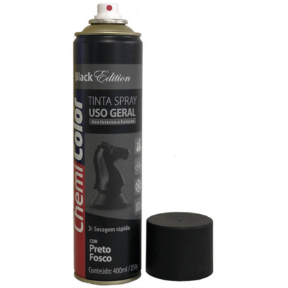 Tinta Spray Preto Fosco Uso Geral Secagem Rápida Chemicolor