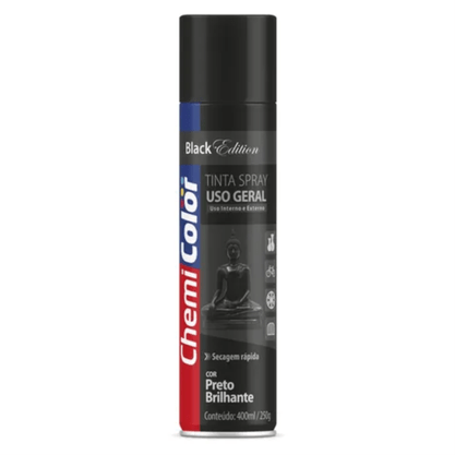 Tinta Spray Uso Geral Preto Brilhante Edition Chemicolor