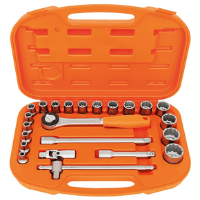 Maleta com Soquetes Estriados e Acessórios 1/2" Milímetros 23 Peças - Tramontina PRO