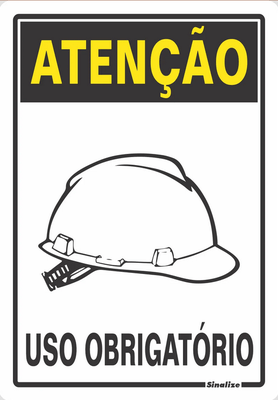 Placa Atenção Uso Obrigatório Capacete 20 X 30 Poliestireno - Sinalize