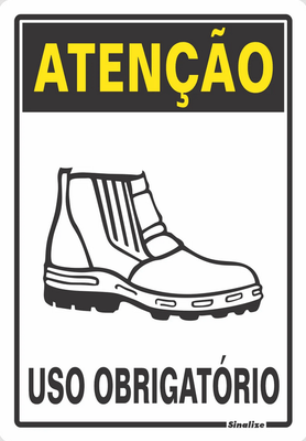 Placa Atenção Uso Obrigatório de Botas 20 X 30 Poliestireno - Sinalize