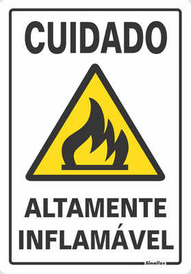 Placa Cuidado Altamente Inflamável 20 X 30 Poliestireno - Sinalize