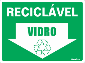 Placa Lixo Reciclável Vidro 15 X 20 Poliestireno - Sinalize