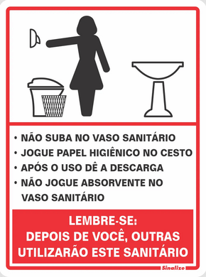 Placa Procedimento Sanitário Feminino 15 X 20 Poliestireno - Sinalize