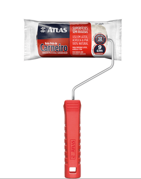 Rolo Pele de Carneiro Com Cabo Metálico 9cm - Atlas